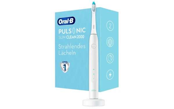 De gros 😀 Oral-B Brosse à Dents Sonique Pulsonic Slim Clean 2000 Blanc – Brosse à Dents électrique 😀 magasin pas cher 3