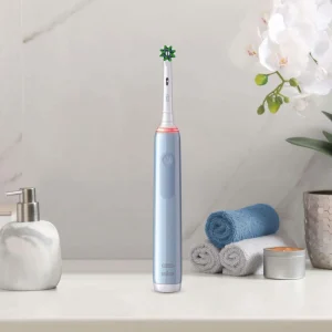 Vente flash 🤩 Oral-B Brosse à Dents Rotative Pro 3 3000 Sensitive Clean, Bleu – Brosse à Dents électrique 👏 achetez pas cher 9