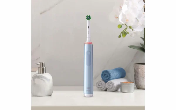 Vente flash 🤩 Oral-B Brosse à Dents Rotative Pro 3 3000 Sensitive Clean, Bleu – Brosse à Dents électrique 👏 achetez pas cher 4