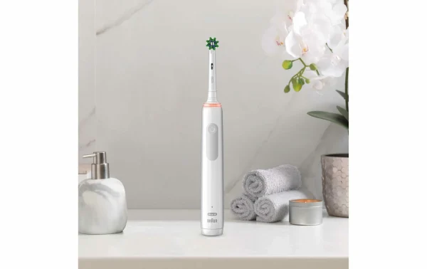 design à la mode Meilleur prix 🥰 Oral-B Brosse à Dents Rotative Pro 3 3000 Sensitive Clean, Blanc – Brosse à Dents électrique 🤩 4